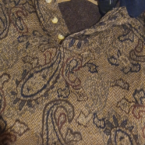 Trader Bay Brown and Blue Paisley Polo Shirt - Picture 3 of 3